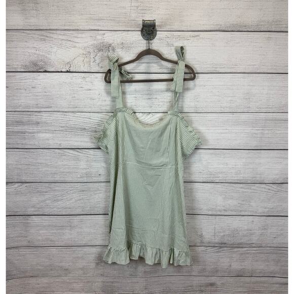 Lola May Plus Size Sage & White Gingham Sleeveless Mini Dress Size 24 - Picture 1 of 9